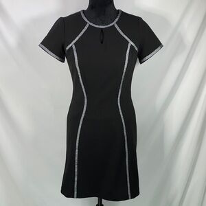Nicole Miller for Mary Kay Black Sheath Dress Silver Trim 2P Petite Career